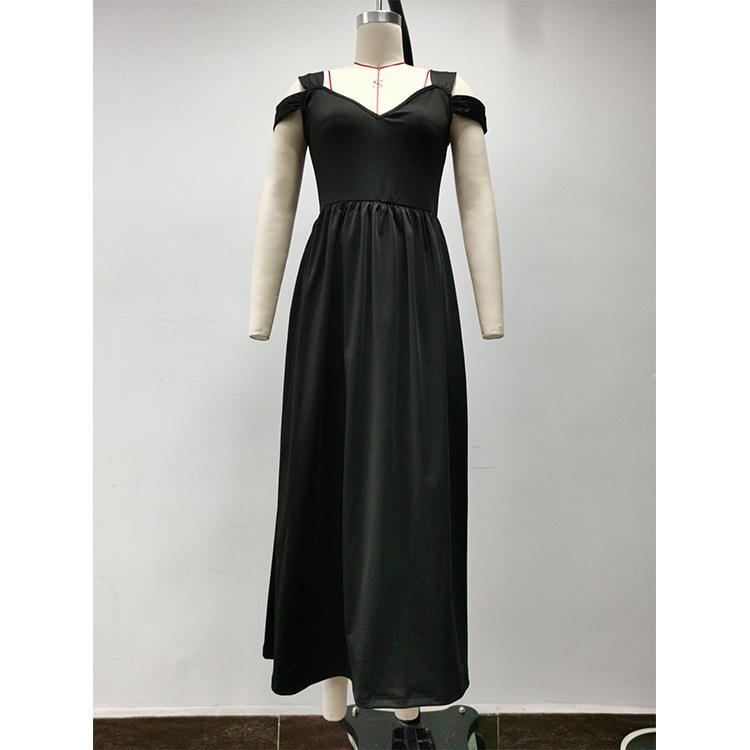 Summer V Neck Print Cold Shoulder High Slit Maxi Dress Elegant Long Evening Sexy Party Dress