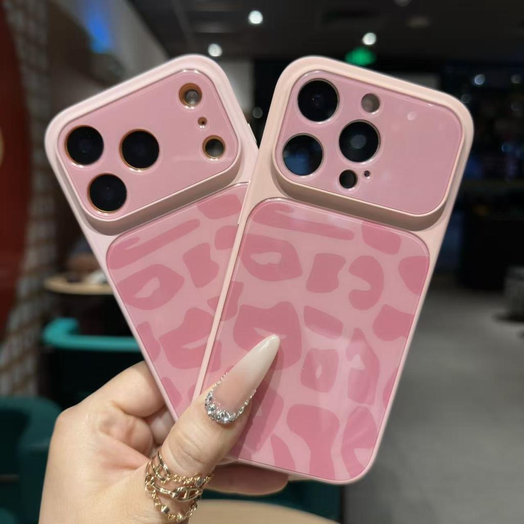 Candy Large Window Leopard Print Pattern Case For For Iphone 17 16 1 14 13 Pro Max Camera Protection Shockproof Hard Cover