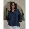Loose Fit Long Sleeve Solid Color Casual Shirt For Women