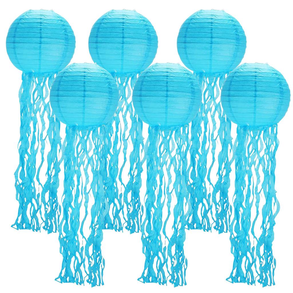 6PCS Jellyfish Paper Lanterns,Hanging Jelly Fish for Mermaid,Ocean Themed,Birthday,Party Under The Sea Party Decorations