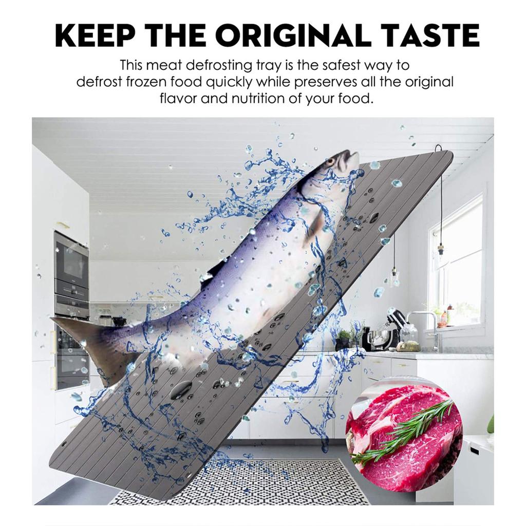 Meat Fruit Fast Defrosting Plate Food Grade Natural Safe and Odorless Defrosting Tray Recess Design for Liquid Drainage