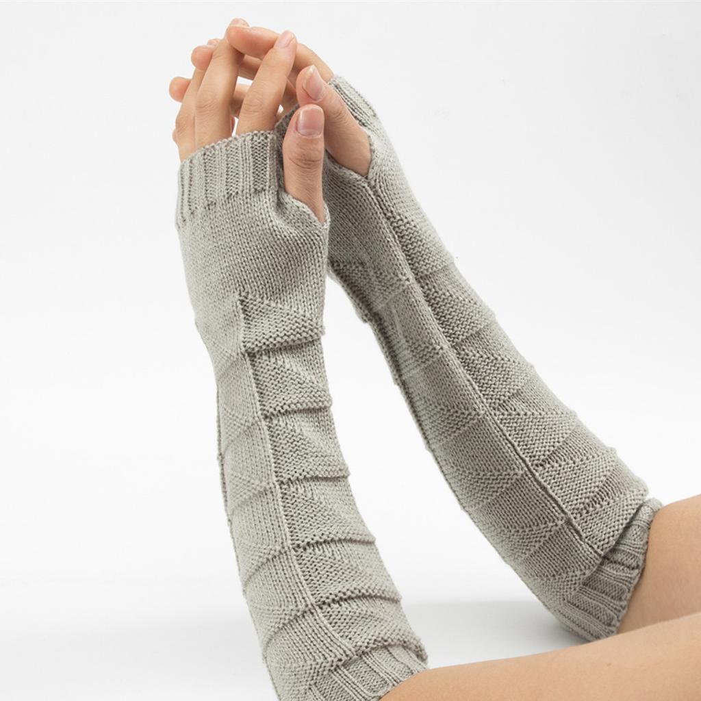 New Autumn and Winter Faux Sleeve Woolen Gloves for Men and Women Knitted Warm Half Finger Wrist Protection Gloves