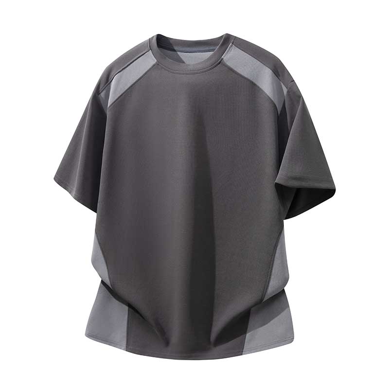 

Summer Loose Solid Color Short Sleeved T-shirt For Men, Ice Silk T-shirt XL сірий колір