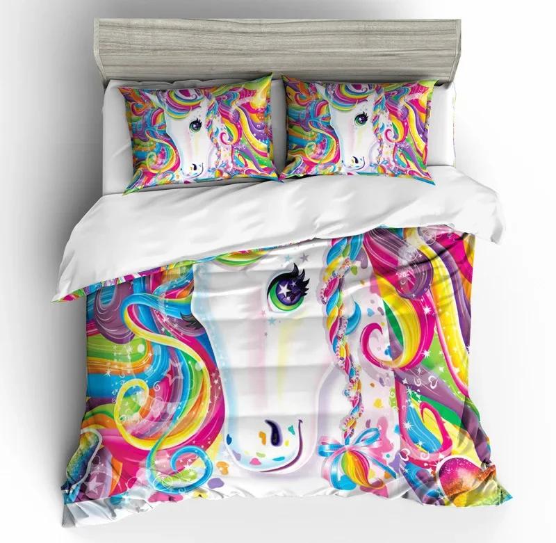 

Comforter Super Soft Comforter Wiht Pillow Cases Pink Unicorn Eyelash Bedroom Set Single Princess Cartoon Unicorn For S Comforter (quilt)-EU Single(135*200cm)3pcs