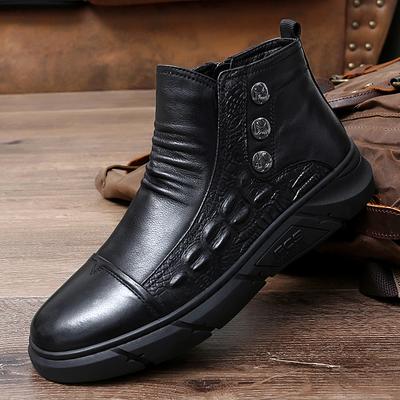 Lässige Leder Herren Winter Schneestiefel Handgefertigt Warm Vollleder Herrenschuhe Klassische Elegante Stiefeletten für Herren Slipper