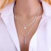 European & American Multi-layer Necklace with Copper Bead Chain, Sequin & Metal Strip - Trendy, Fashionable Jewelry