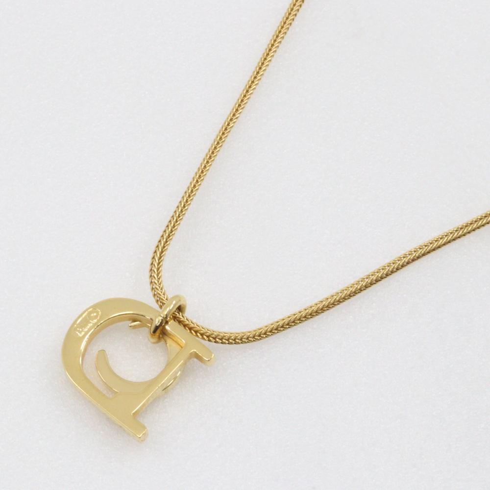 Dior DC Necklace Plated Gold/Rhinestone 7.8g Women Used