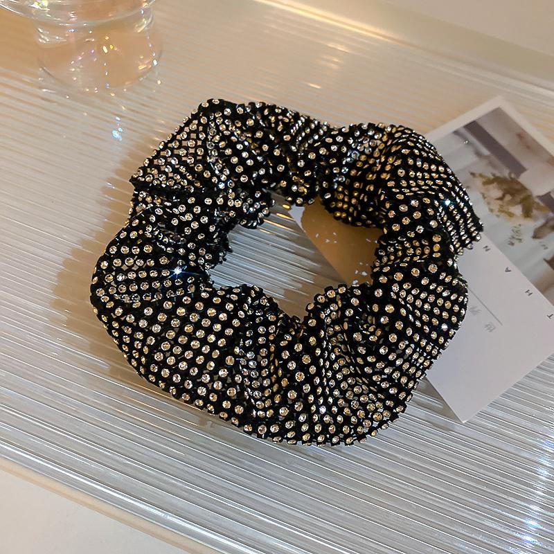 Sparkling Rhinestone Hair Rope Large Intestine Elastic Scrunchies Headband For Ponytail Female Hair Ring Hair Accessories K0