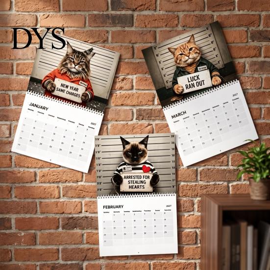 Office And Home Decor 2027 Funny Cat Wall Calendar for Office, Large Print Monthly Planner with Mounted Hanging 12 Unique Cute Photos, Thick