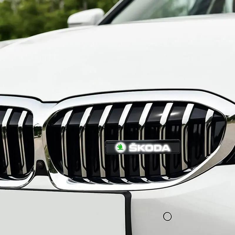 AHUQ1 Car Front Cover Grille Lamp Emblem Decor Lightings LED Light For Skoda Fabia Octavia Karoq Kodiaq Superb Rapid Citigo Scale A7