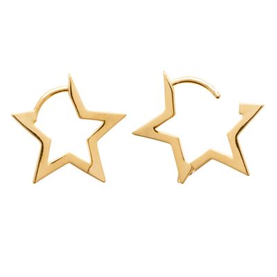 [R7480] - Gold Plated Hoop Earrings 'Choréographie' - 17 Mm