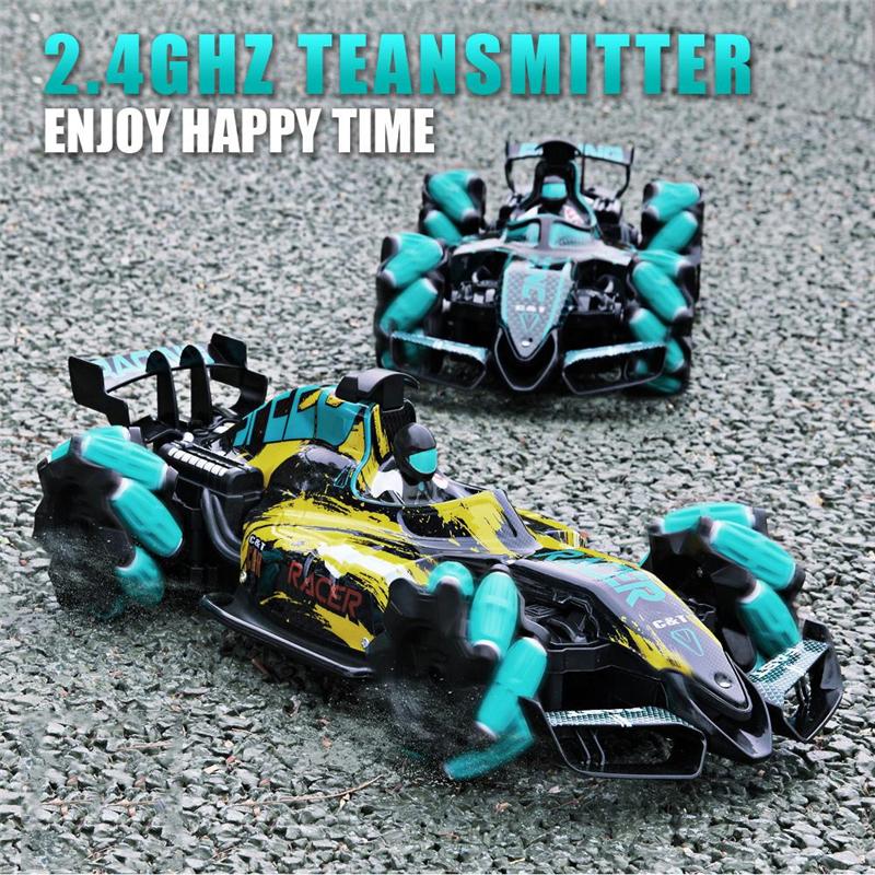 4WD RC Car Toy  F1 Stunt Drift Racing Car Kit 2.4G Gesture Remote Control Cars Spray Light Music Toys for Adults Children Kids