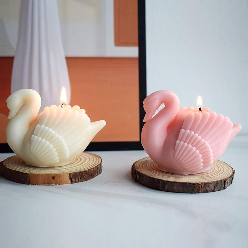 3D White Swan Silicone Candle Mold DIY Animal Bird Soap Resin Plaster Making Chocolate Cake Baking Supplies Wedding Decoration