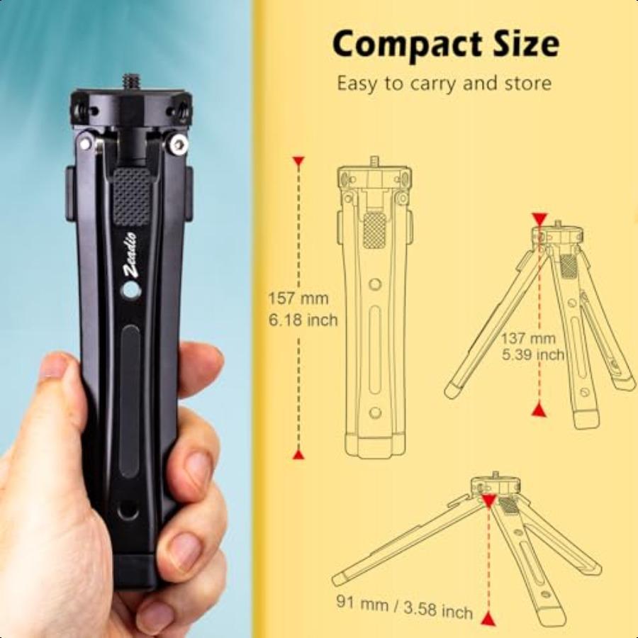 Zeadio Metal Camera Mini Tripod Maxium Load: 40kg 88lb Adjustable Heights Desktop Vlog Tripod Stand Fits for Smooth 4 Osmo Mobi