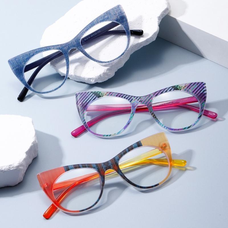 Latest Anti-blue Light Cat Eye Reading Glasses Trendy Color Blocking Frames HD Far-sighted Glasses Neutral Fashion Glasses To +4.0