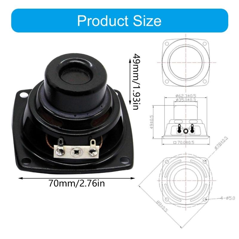 Strong Metal Internal Magnet Speaker 70mm 2.8 Inch 30W 4 Ohm Impact Resistant Design Perfect for Outdoor Travel Use