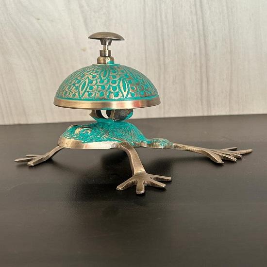 Tischglocke, Frosch-Tischglocke mit grünem Finish, Büro-Rufglocke, Rezeptionstischglocke, Weihnachtsgeschenk, Heim- und Bürodekoration