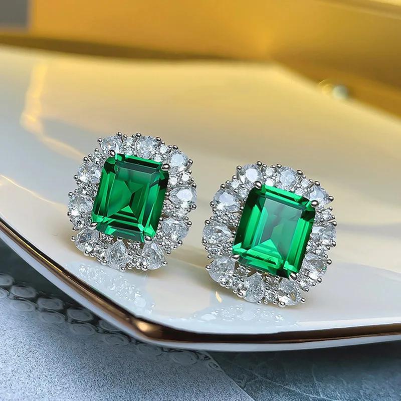 

Exquisite Green AAAA Shiny Zircon Sterling Silver Stud Earring Women Full CZ Necklace Women s Wedding Bridal