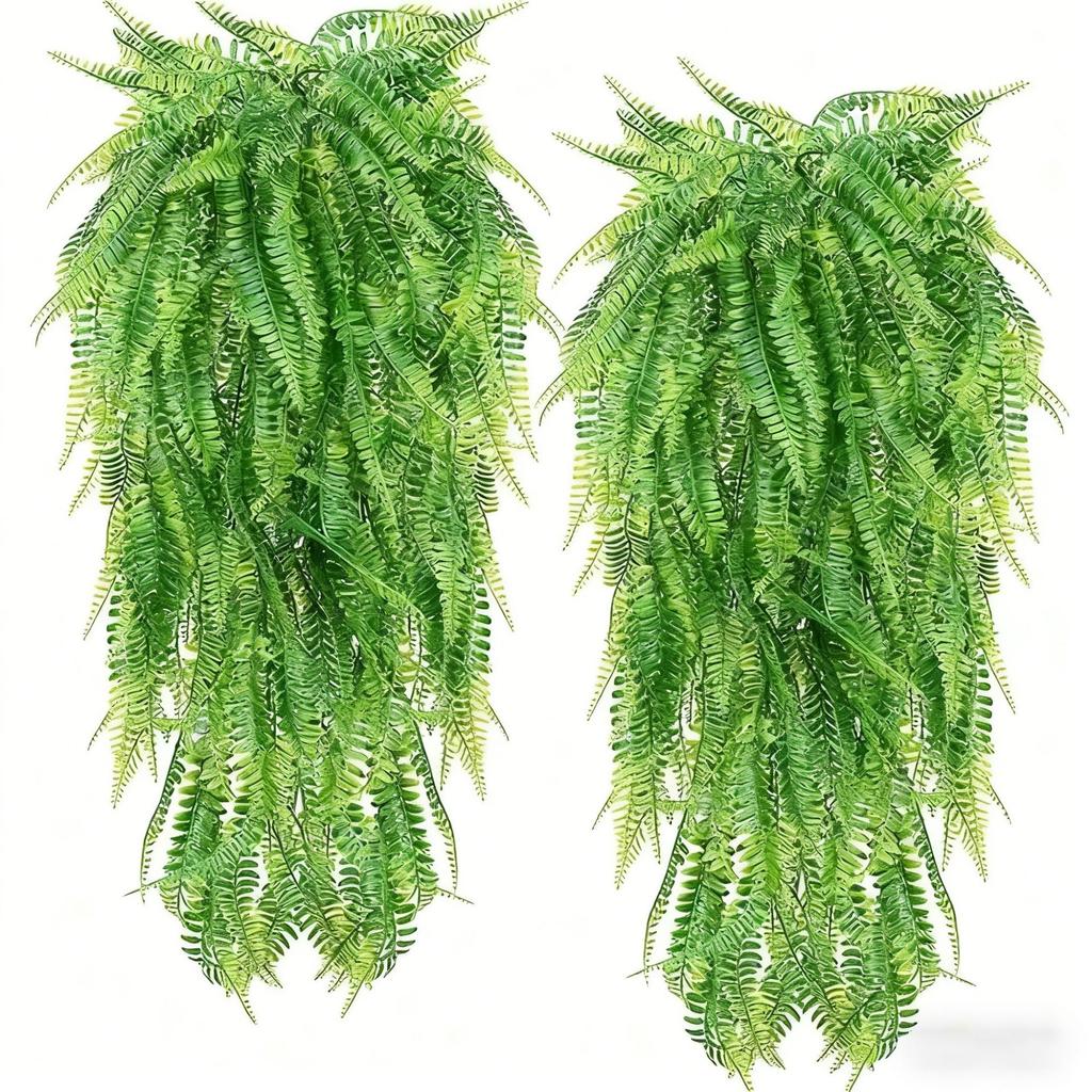 2pcs Outdoor Hanging Artificial Greenery Set UV-Resistant Faux Ivy Plastic Leaves for Garden Patio Porch Office Wedding Festival