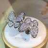 925 Silver Luxury Vintage Double Butterfly Full Crystal Ring Jewelry For Women Rhinestone Sweet Girls Ring Female Wedding Rings