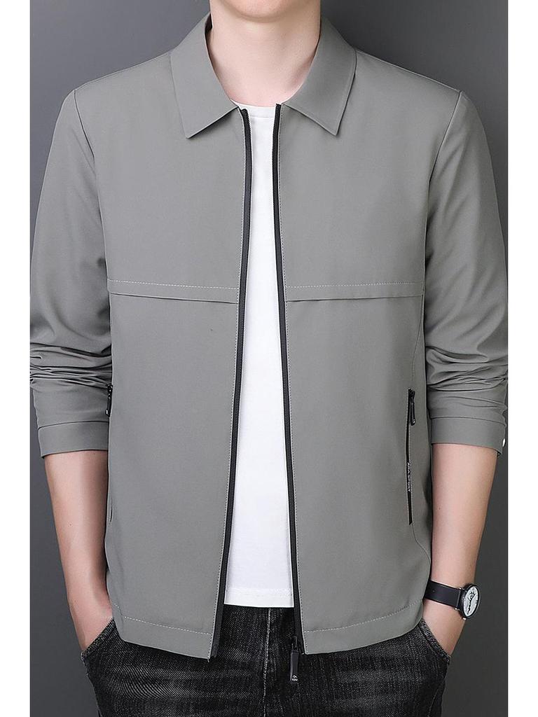 Men's Woodpecker Turn-Down Collar Jacket - Trendy Spring-Autumn Executive Coat, Versatile Business Wear for Dad.