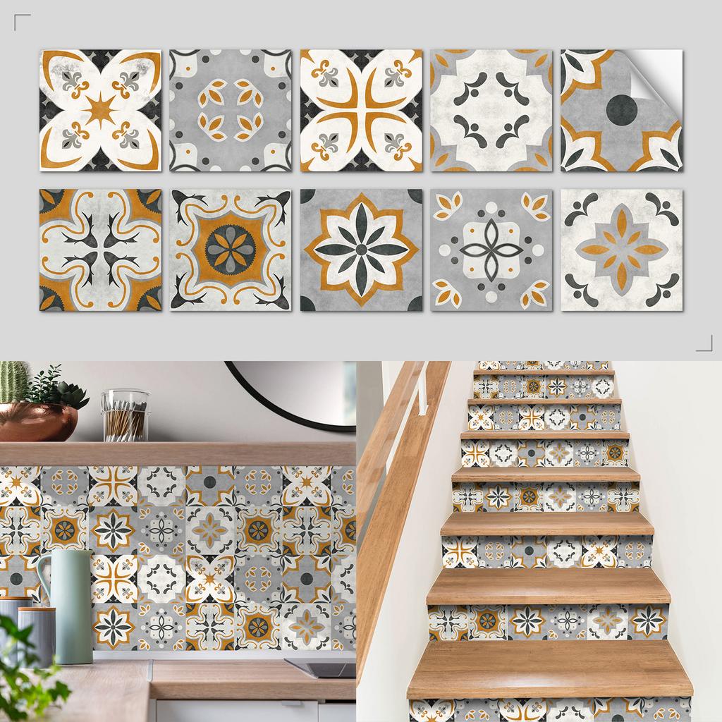 Nordic Tile Art Wall Sticker Kitchen Bathroom Waterproof And Oil-Proof Wallpaper Self-Adhesive Crystal Film Tile Sticker