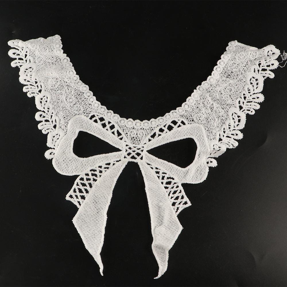 DIY Кружево для воротника Вырез шеи Ручная работа Белые нашивки на одежду Вышитая аппликация-бант на одежду Шитье