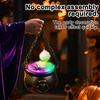 Cosplay Costume Accessories Halloween Cauldron Decoration, Spooky Large Witch with Colorful LED Light, Black Lighted Haunted House Props Plastic