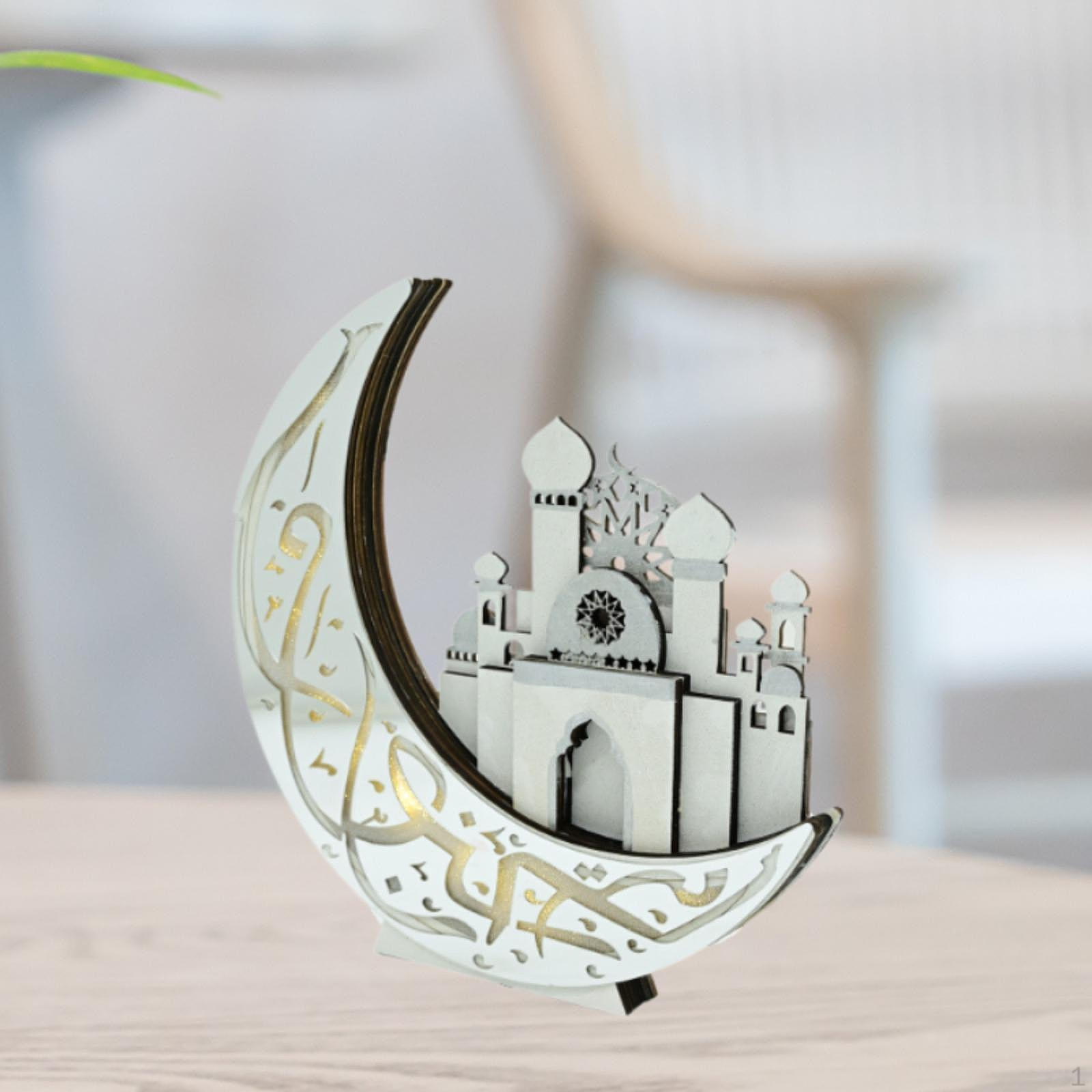 

Рамадан Мубарак Орнамент Настольная Лампа Деревянный Лунный Ночник Декоративное Украшение для Жизни White