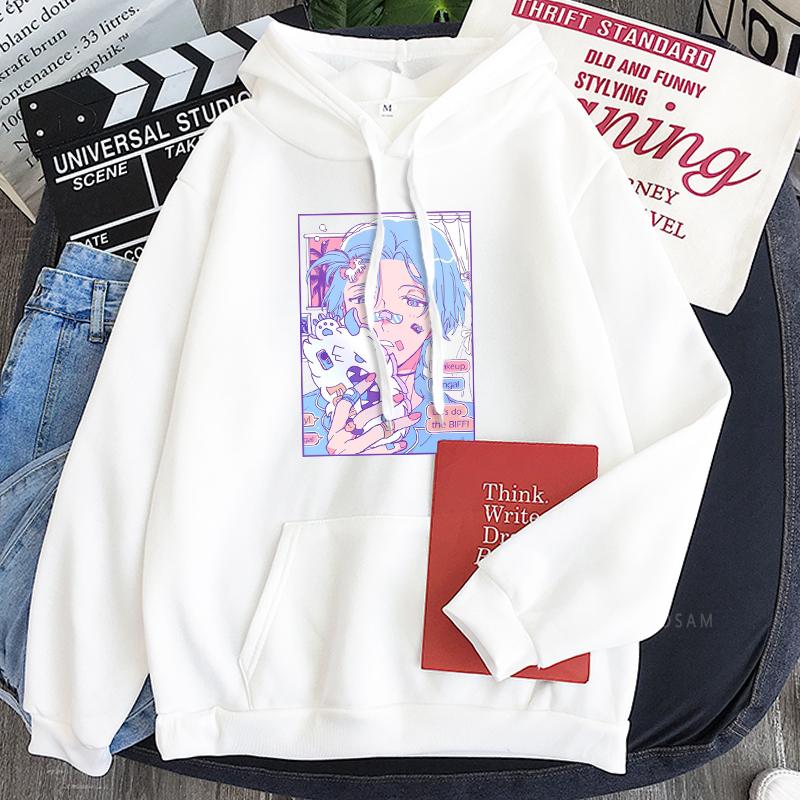 Kawaii Anime SK8 The Infinity Langa Hoodies Harajuku Ästhetik Cartoon Streetwear Herren Damen Langarm Patchwork Sweatshirt
