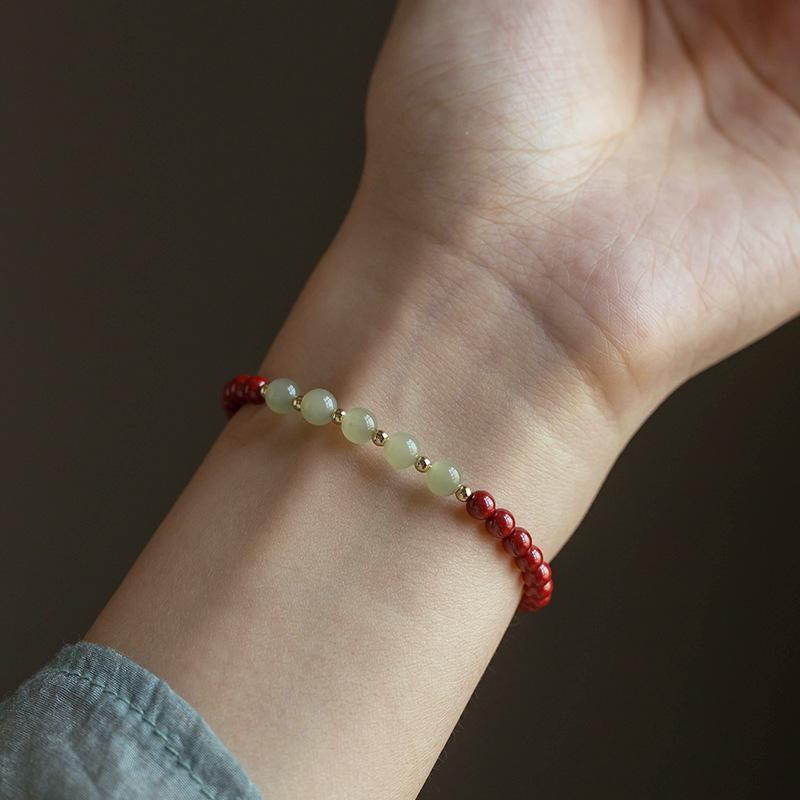 Shopkeeper's Recommendation Hetian jade bracelet with purple gold sand, traditional style high-end bracelet, new zodiac-themed gift for women