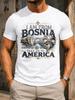Vengo dalla Bosnia Portami in America Ponte Ornato Fleurdelis Blu Oro Scritte Patrimonio Viaggio Unisex Tutte le Magliette