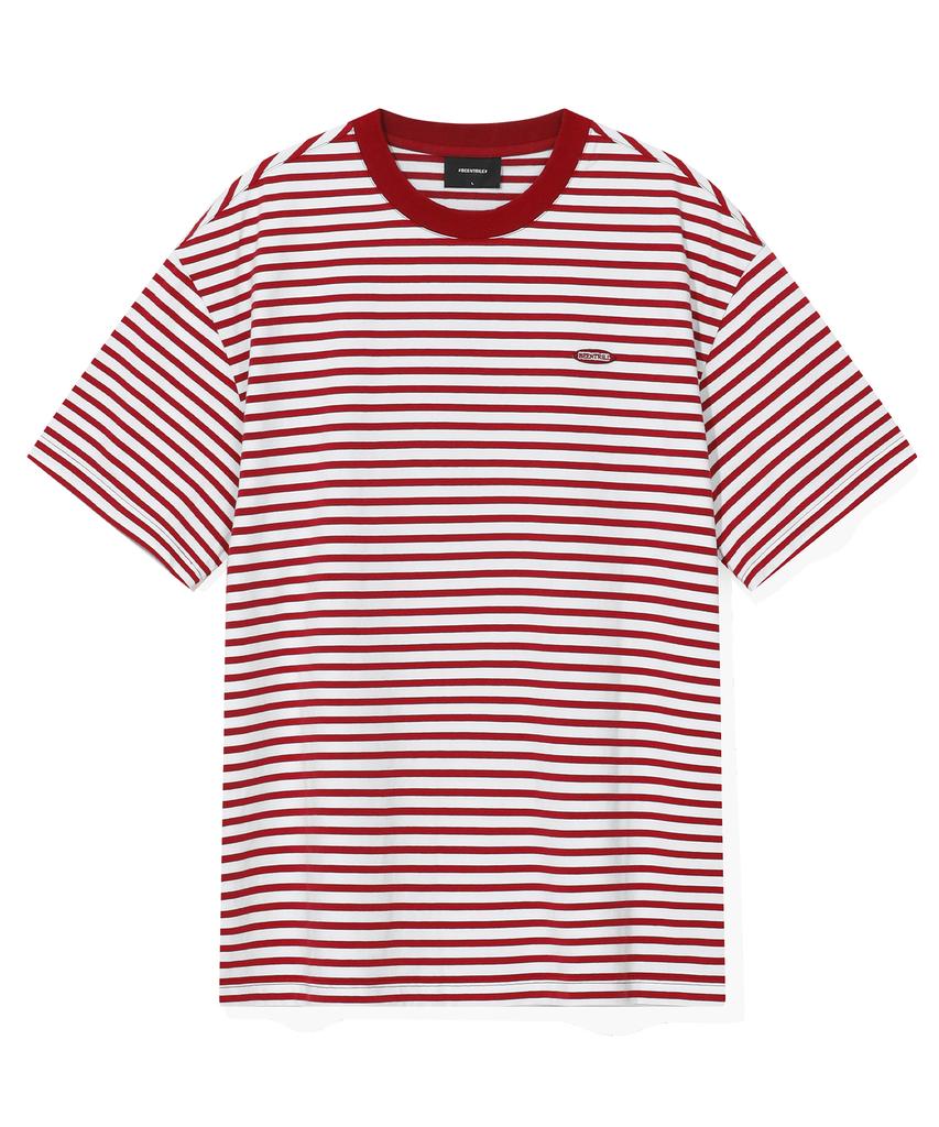 BEENTRILL Ovales Wappen Gestreiftes T-Shirt (rot)