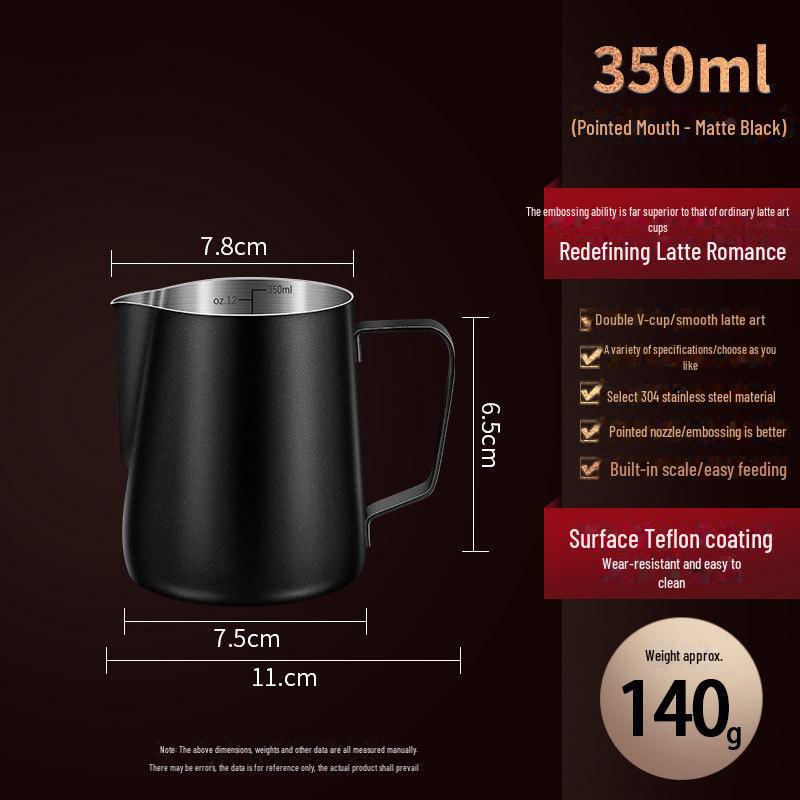 304 Stainless Steel Milk Frothing Pitcher with Spout - Thickened for Professional Latte Art