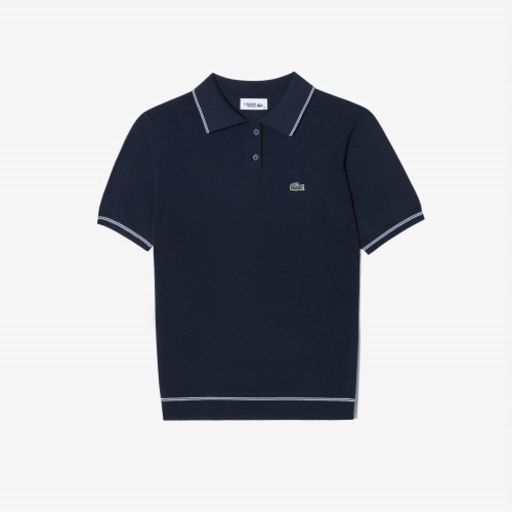 

LACOSTE Женский свитер-поло с короткими рукавами и цветным принтом [Темно-синий]