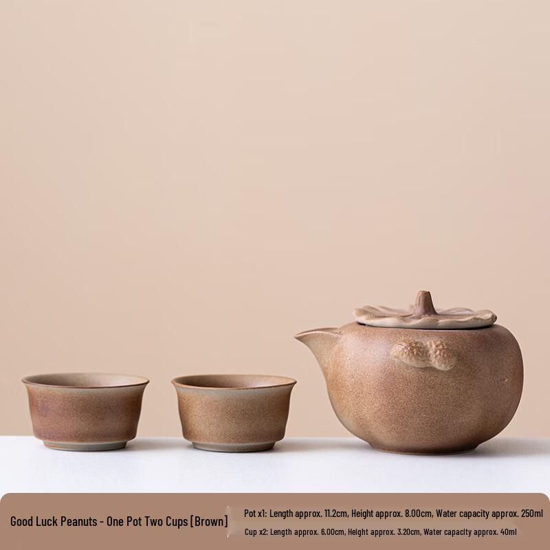 Auspicious Ceramic Teapot and Cups Set 1 Teapot, 2 Cups