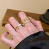 18K Gold Plated Pearl & Diamond Open Ring: High-End Fashion Jewelry for Women