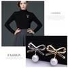Elegant Simple Bow Brooches For Women Bowknot Pin Pearl Pendant Safety Lapel Pins Wedding Jewelry Body Accessories Creative Gift