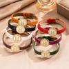 Pulseira de Relógio em Couro com Textura de Bambu e Fivela de Aço & Pulseira de Trevo de Quatro Folhas para Homens & Mulheres