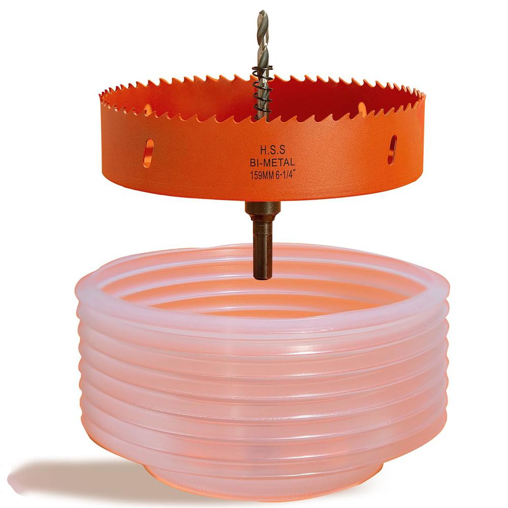 Hole Saw, Dust Bowl for Recessed Lighting 6-1/4 Inch Hole Saw Dust Catcher with Bi-Metal Wood Metal Drywall Hole Saw Cutter