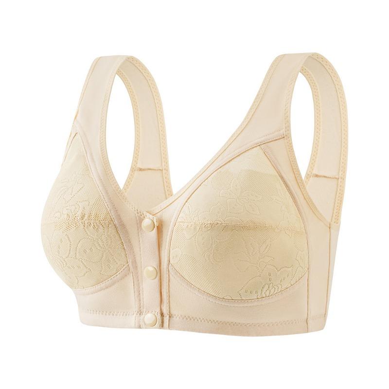 

Beige Floral Lace Front Closure Bra With Wide Straps XL жовтий