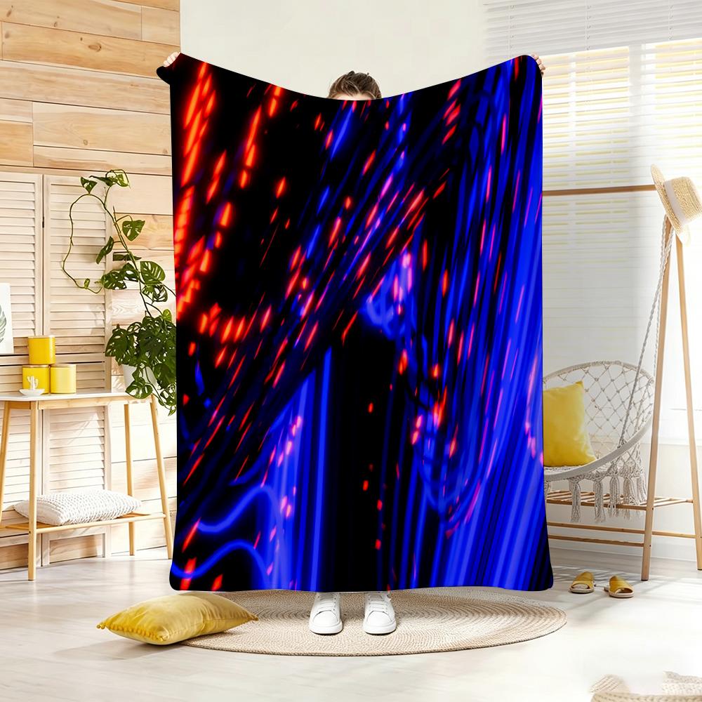 Usa Soccer Neon Kinetic Graphic Throw Lightweight  Flannel Blanket Soft Skin-Friendly For Summer Cooling