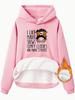 European and American Women's Kangaroo Pocket Hooded Long Sleeve Plush Sweatshirt with Print Design