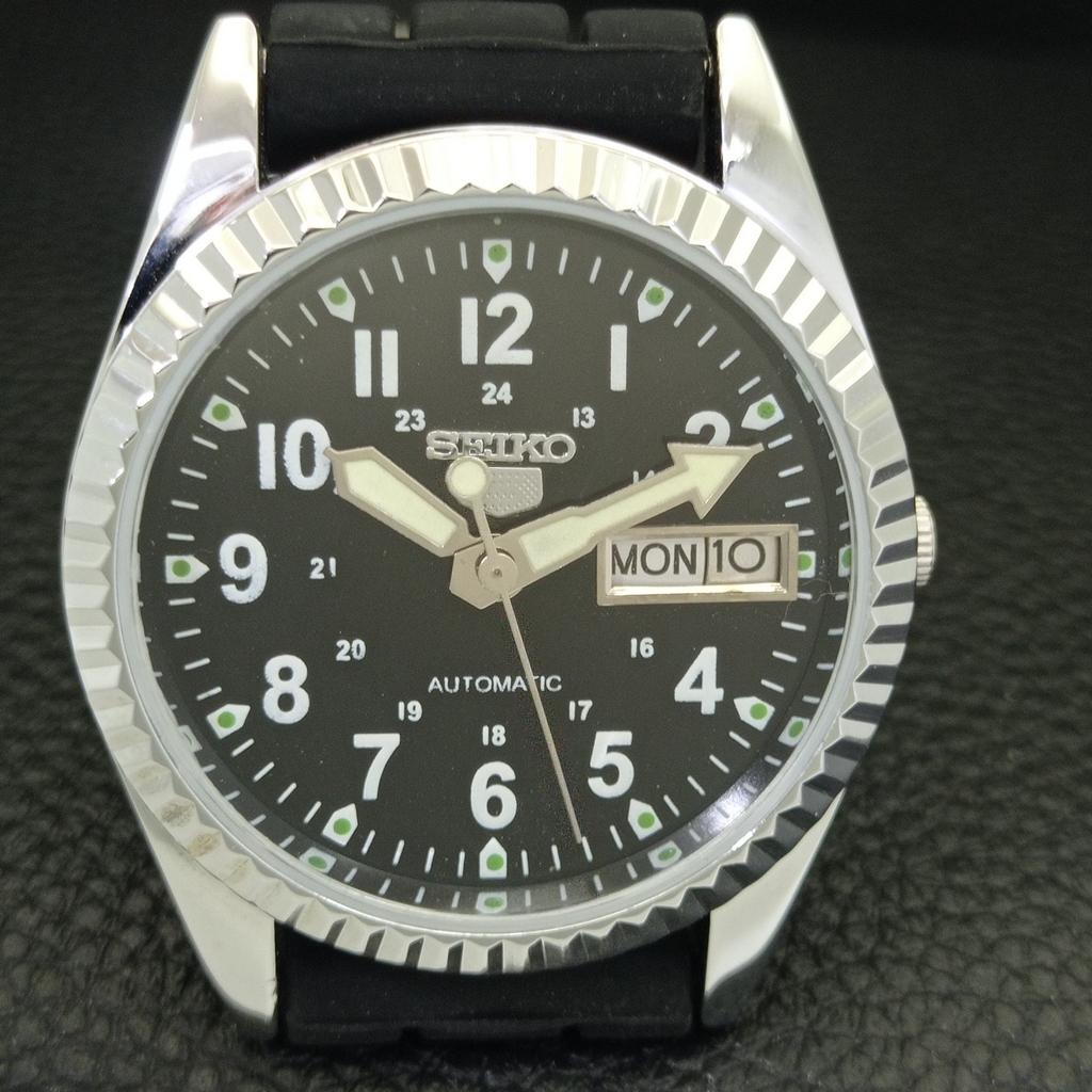 SEIKO 5 VINTAGE REFURBISHED AUTOMATIC 6309A JAPAN MENS BLACK WATCH a441598-1 Sk-a441598