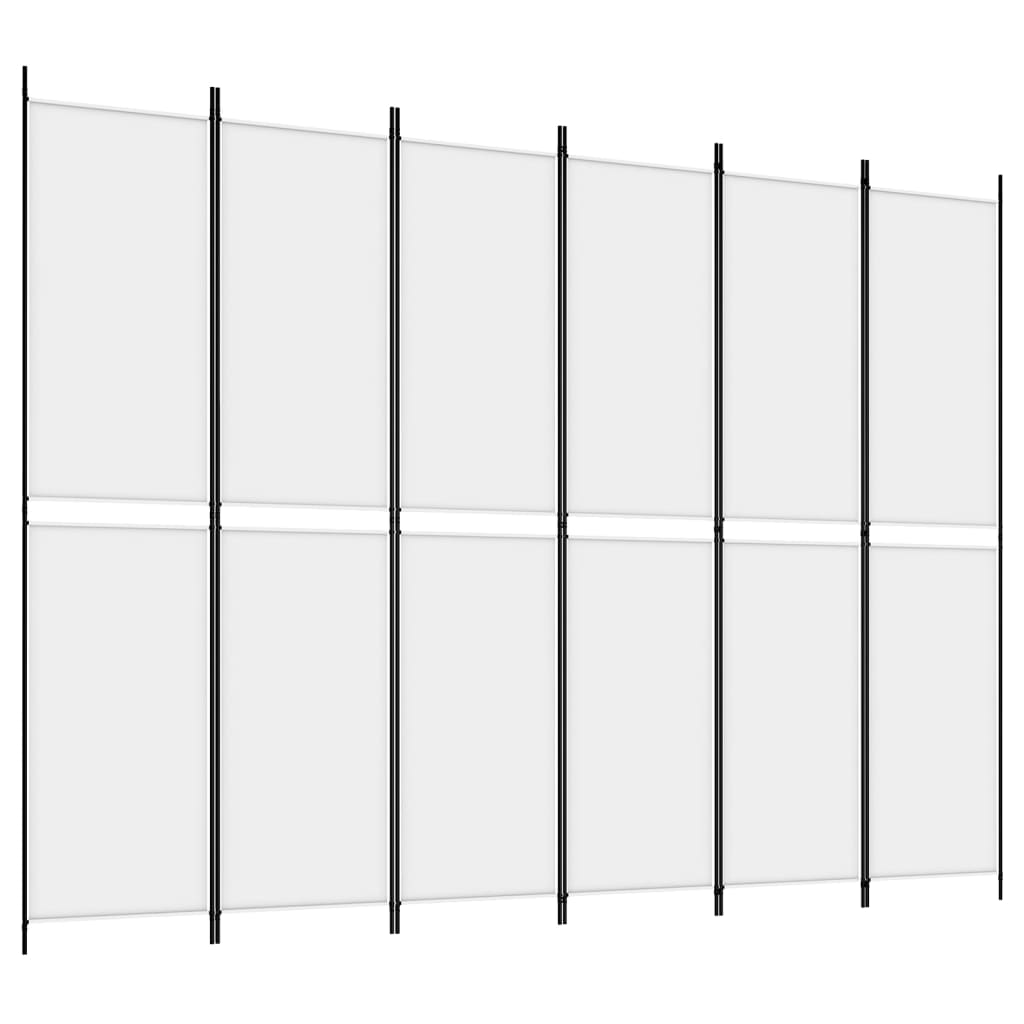 6-panelowy biały parawan składany 300 x 220 cm Tkanina
