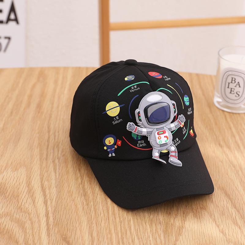 

2022 Four Seasons Cotton Cartoon Astronauts Casquette Baseball Cap Adjustable Snapback Hats for Children Boy and Girl 05 50cm&1-5 years old чорний