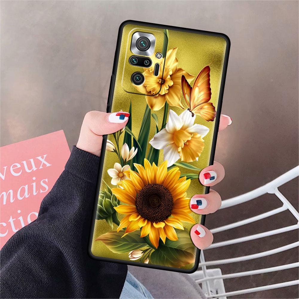 Funda Für Xiaomi Redmi Hinweis 10 9 11 Pro Weiche Telefon Fall 10S 9S K40 8 9A 9C 9T 7 10C 8T Silikon Abdeckung Diamant Blume Schmetterling