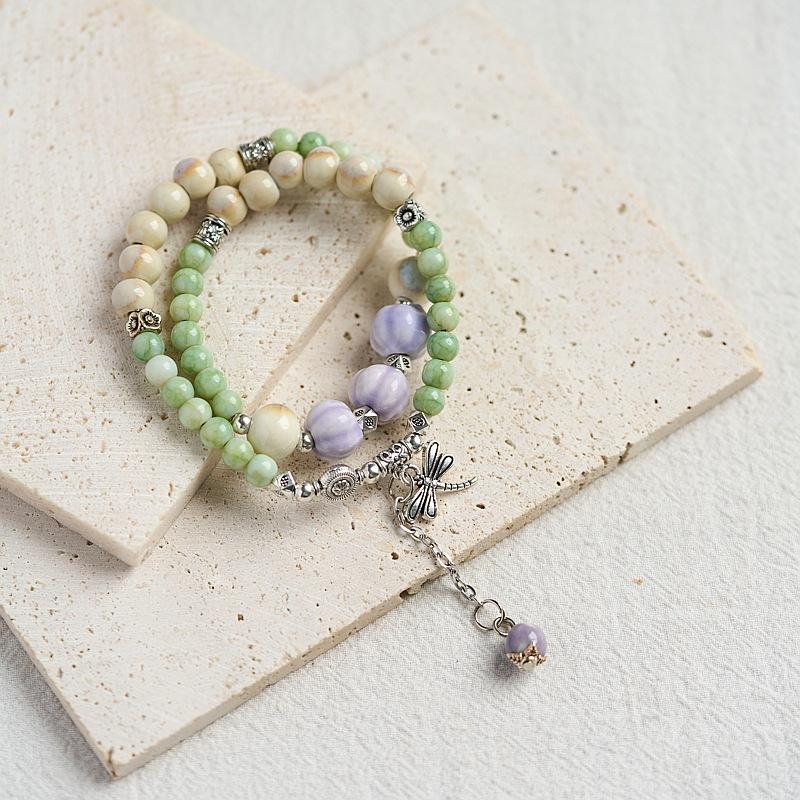 Jingdezhen Ceramic Bracelet Jewelry Double-layer Stacked Beaded Gold List Title Bracelet Wholesale