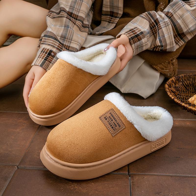 Couple Plush Cotton Slippers Winter Thickened Home Non-slip Warm Slippers Indoor Home Shoes