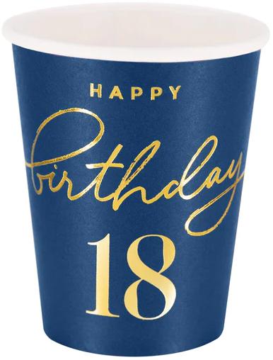 Happy Birthday Cups 18th Birthday 220ml 6 Pcs